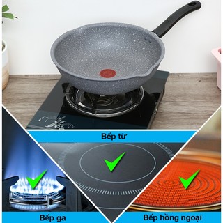 Chảo nhôm sâu chống dính vân đá đáy từ 28 cm Tefal Cook Healthy G1348695