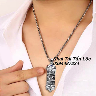 Mặt dây chuyền kinh luân khắc lục tự Om mani chứa kinh c.hú Lăng Nghiêm
