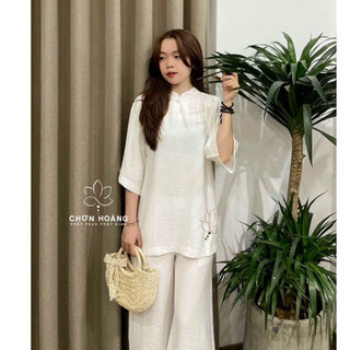 Lụa xước cổ trụ thêu sen-