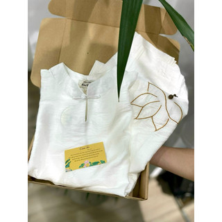 Lụa Xước Cổ Trụ Thêu Sen-[Ảnh Thật]