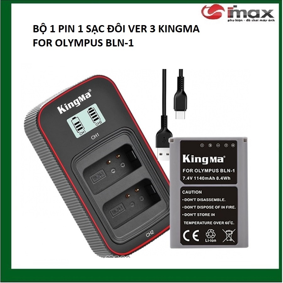 PIN SẠC ĐÔI VER 3 KINGMA FOR MÁY ẢNH OLYMPUS BLN-1