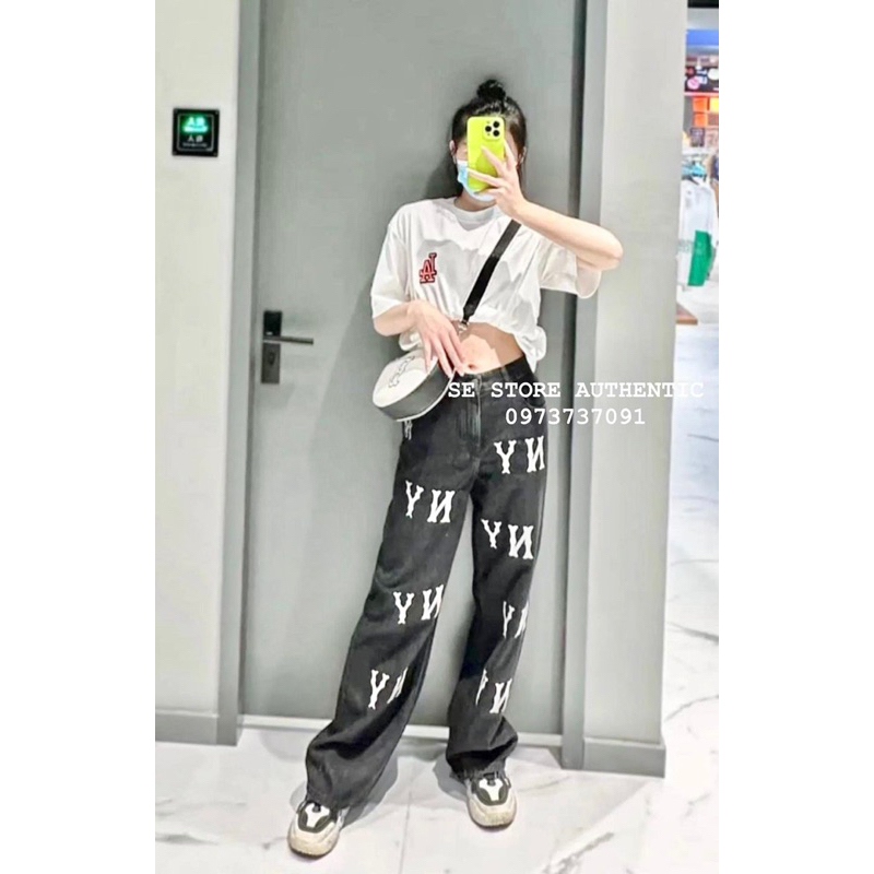 Quần jeans MLB thêu logo full quần hack chân màu siêu đẹp