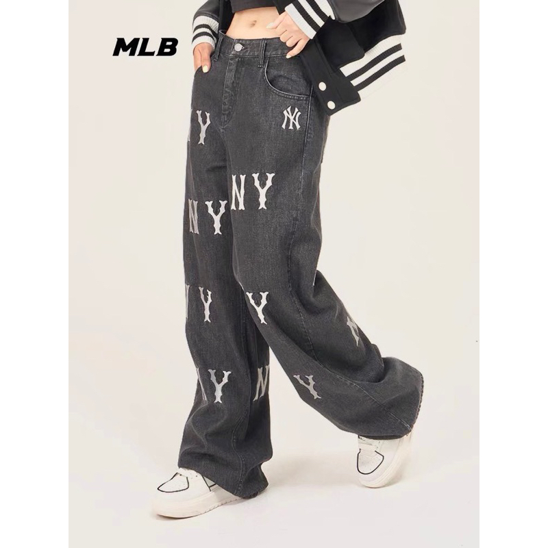 Quần jeans MLB thêu logo full quần hack chân màu siêu đẹp
