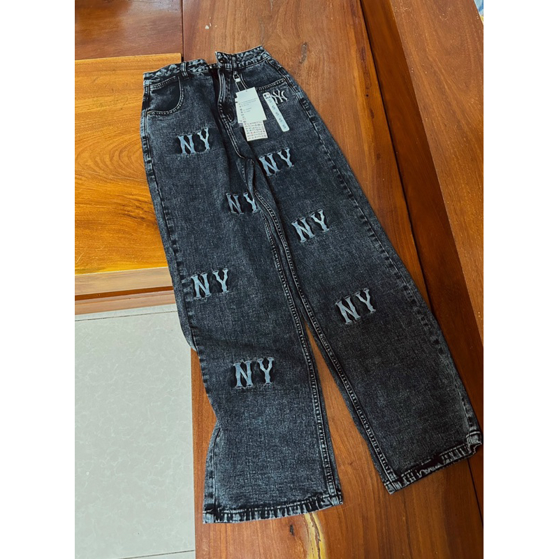 Quần jeans MLB thêu logo full quần hack chân màu siêu đẹp