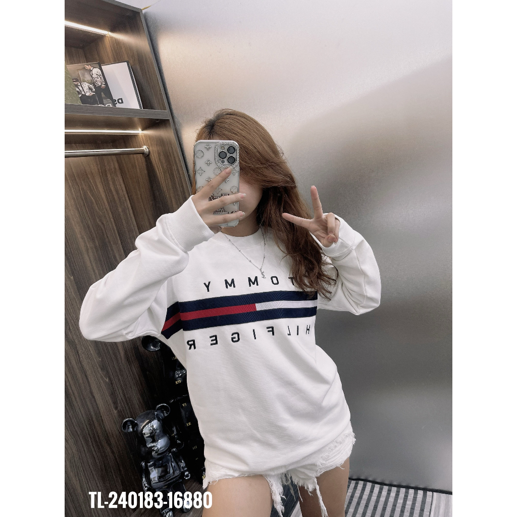 🔥Hot🔥Áo nỉ Tommy thêu vạch thiết kế hot trend Nam Nữ Thu Đông 2023