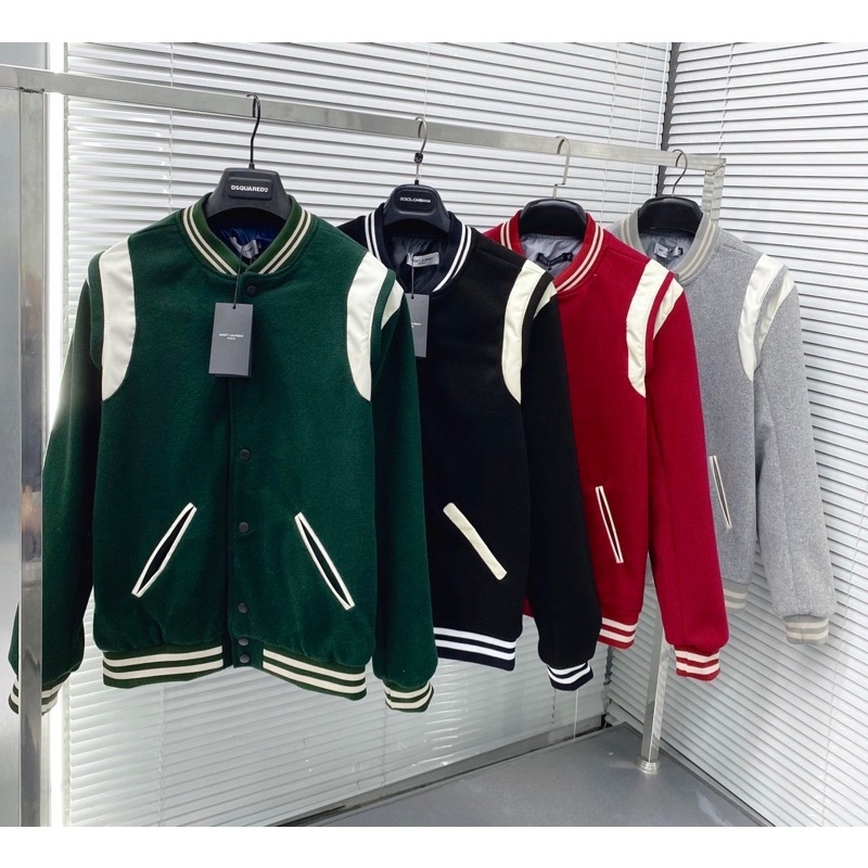 Áo khoác bomber nam nữ teddy dạ thêu sọc da trắng hai vai bo chun lót gió dày dặn phong cách đường phố AK08P