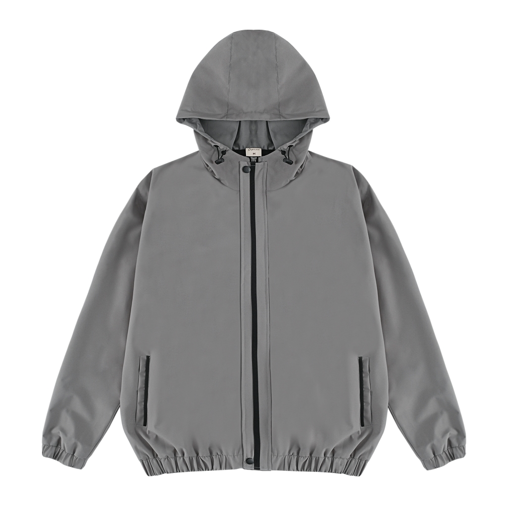 Áo khoác dù nhám có mũ 3 phom rộng unisex CAPMAN màu xám