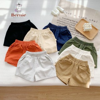  Quần sooc đùi linen kaki mềm bé trai bé gái unisex màu trắng có 4 túi từ 1 đến 7 tuổi BERNIE 