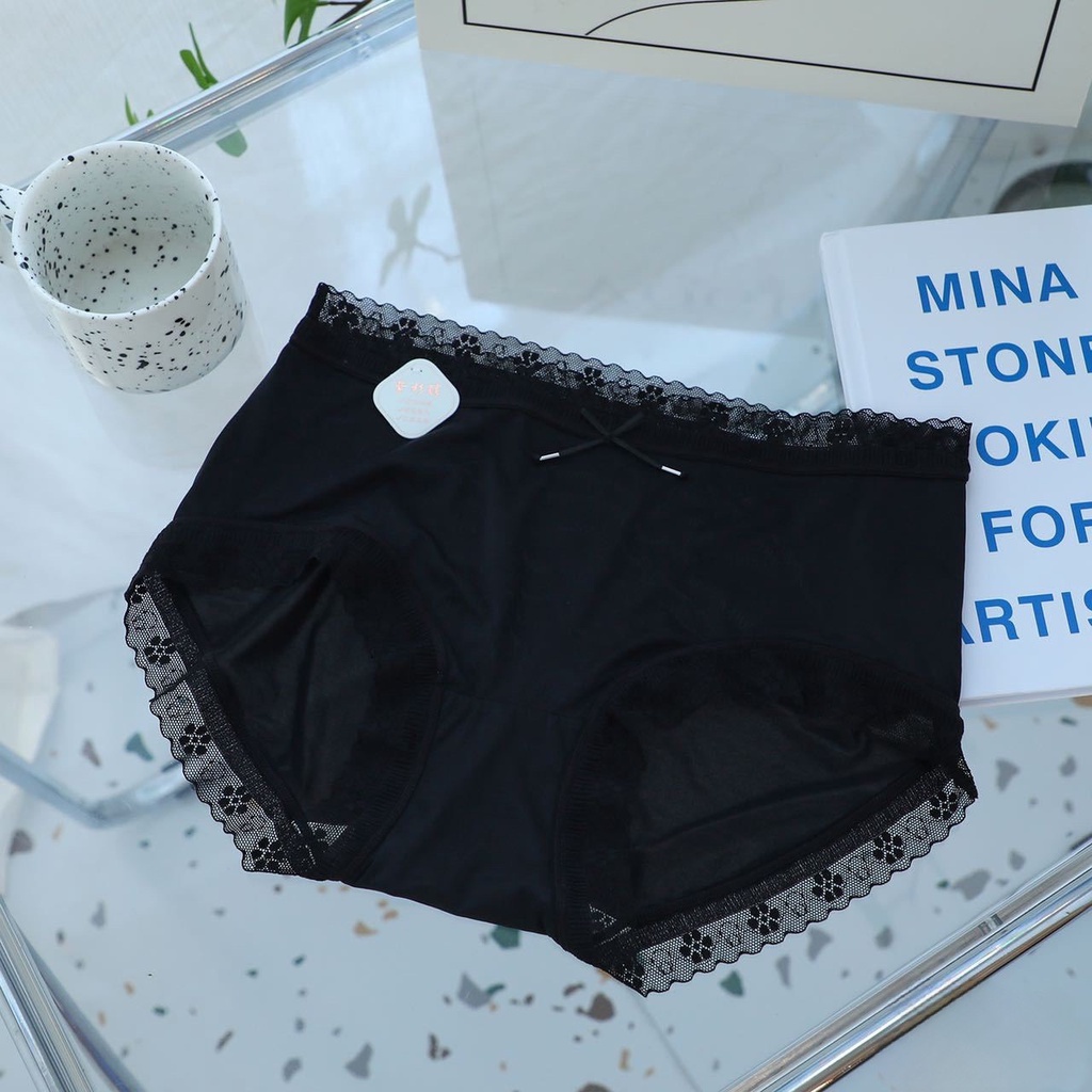 Quần Lót Nữ Su Lụa Băng Tàng Hình Viền Ren Hoa Nhí