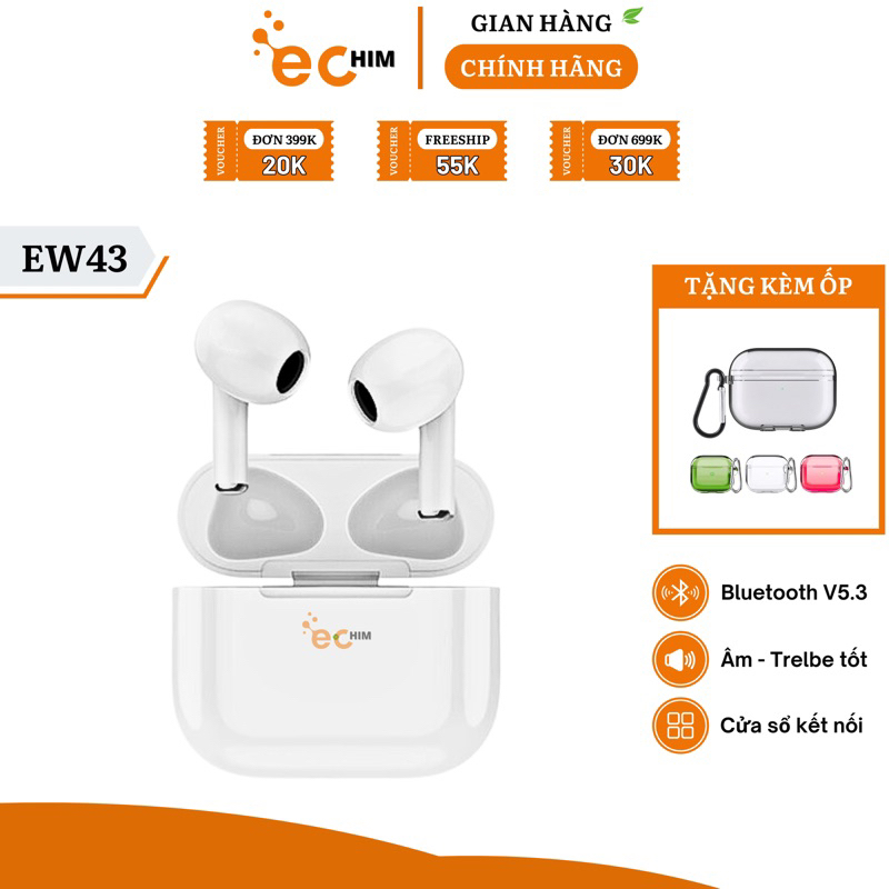 Tai nghe bluetooth Hoco EW43 chính hãng, phiên bản 7H định vị & đổi tên, nghe nhạc đàm thoại với micro tích hợp.