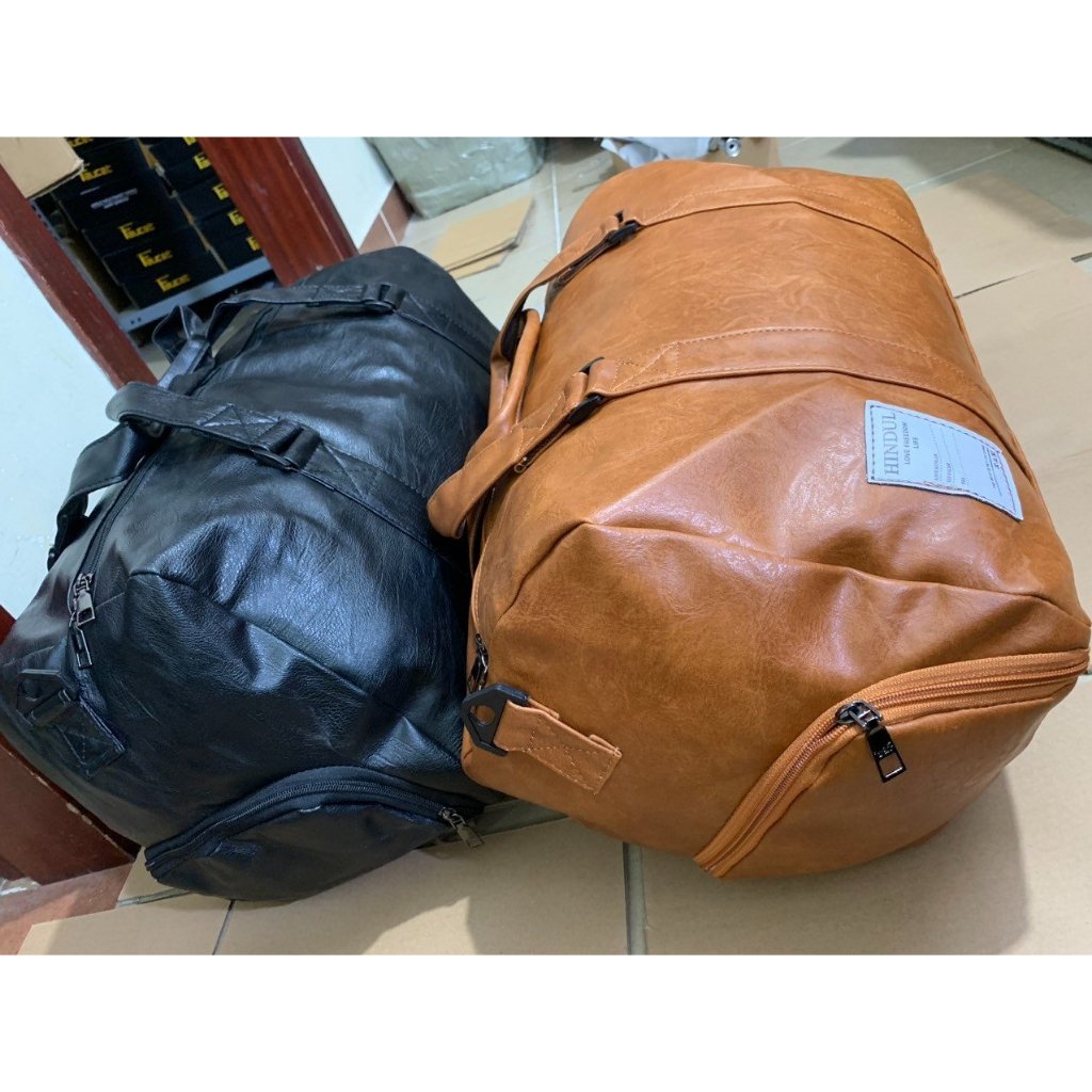 Túi xách du lịch đựng quần áo xách tay đeo chéo đeo vai có ngăn để giày siêu hót BL03 màu nâu da bò