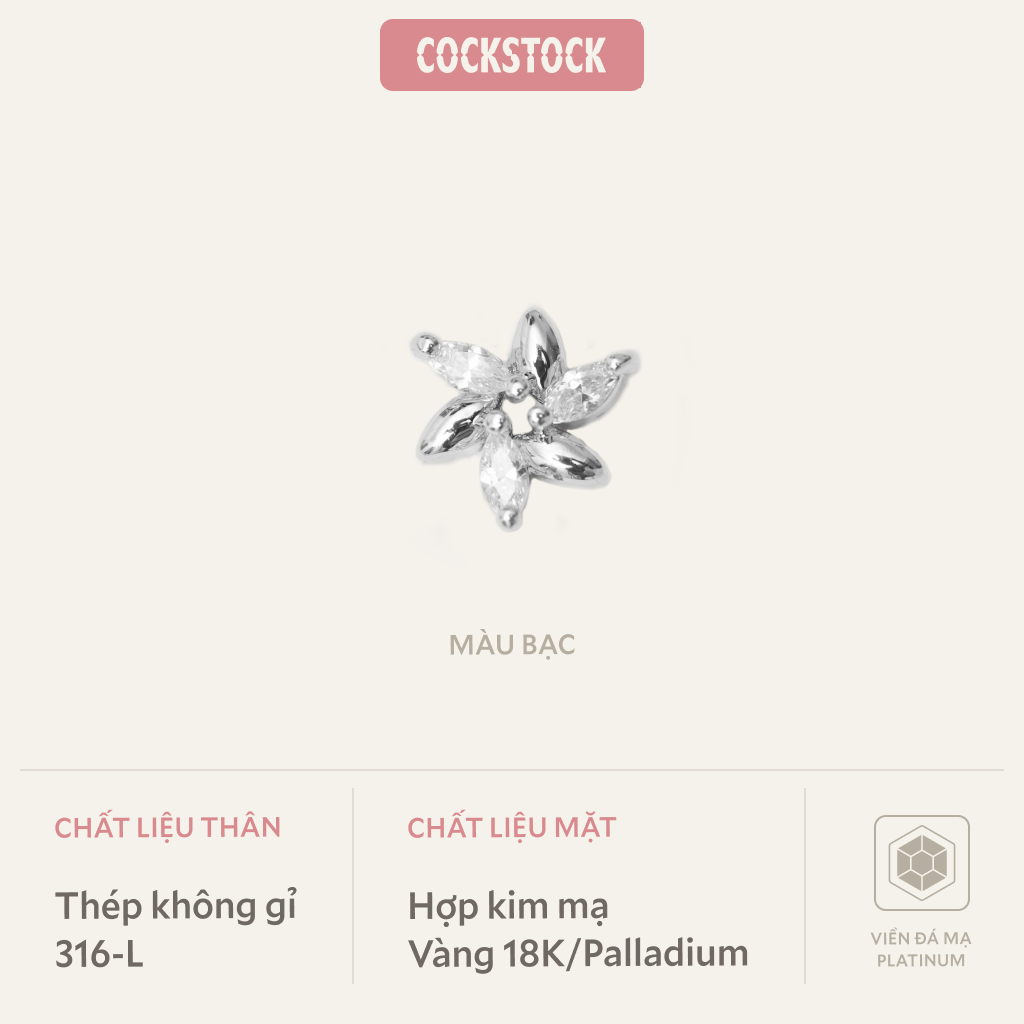 Khuyên tai đá Twisted Flower Earring CockStock