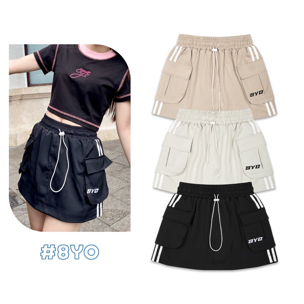 Chân Váy Ngắn 8YO WENDY Chất Vải Mero Cao Cấp 2 Sọc Có Túi Hộp - Có Quần Bảo Hộ - Mini Skirt