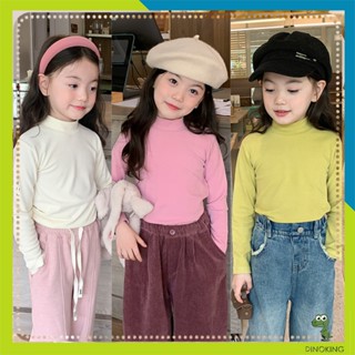 Áo giữ nhiệt cho bé gái DINOKING Áo dài tay cổ 3 phân cho bé thu đông chất thun dày mịn giữ ấm cổ lọ trẻ em 2 - 9T AD33