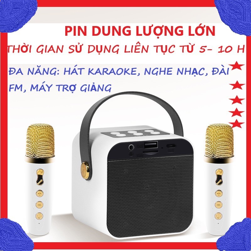 Micro, mic hát karaoke Loa bluetooth Không Dây mini Có Đèn Dùng Ngoài Trời