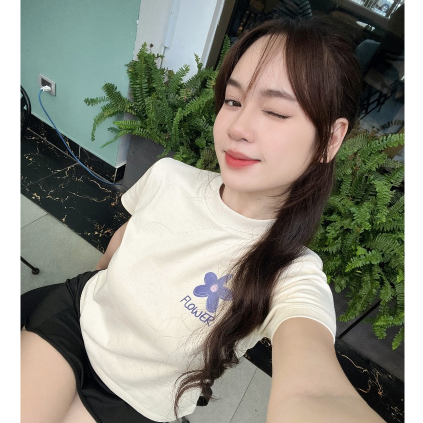 Áo Thun Baby Tee DOCHI "Flowers" Form Fit Chất Liệu Cotton Compact Premium Co Giãn Cao Cấp