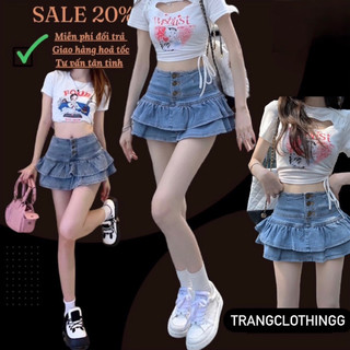 Váy jeans tầng xoè, chân váy jeans, chân váy tầng, váy jeans xoè tầng, váy jeans uzzlang, váy ngắn