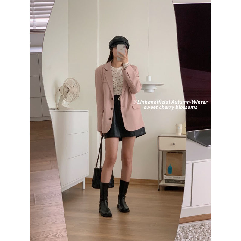 Chân váy da rút dây STYLEKOREAN 6135 // Hàng có sẵn🇰🇷