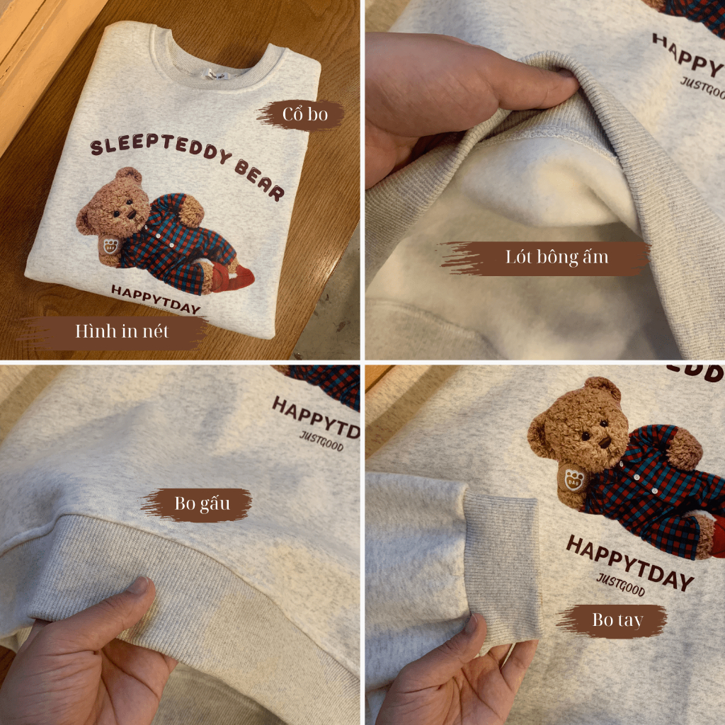 Áo sweater chữ BROOKLYN nỉ bông màu tiêu sáng AMOR STUDIO nam nữ mặc được có size tới 85kg