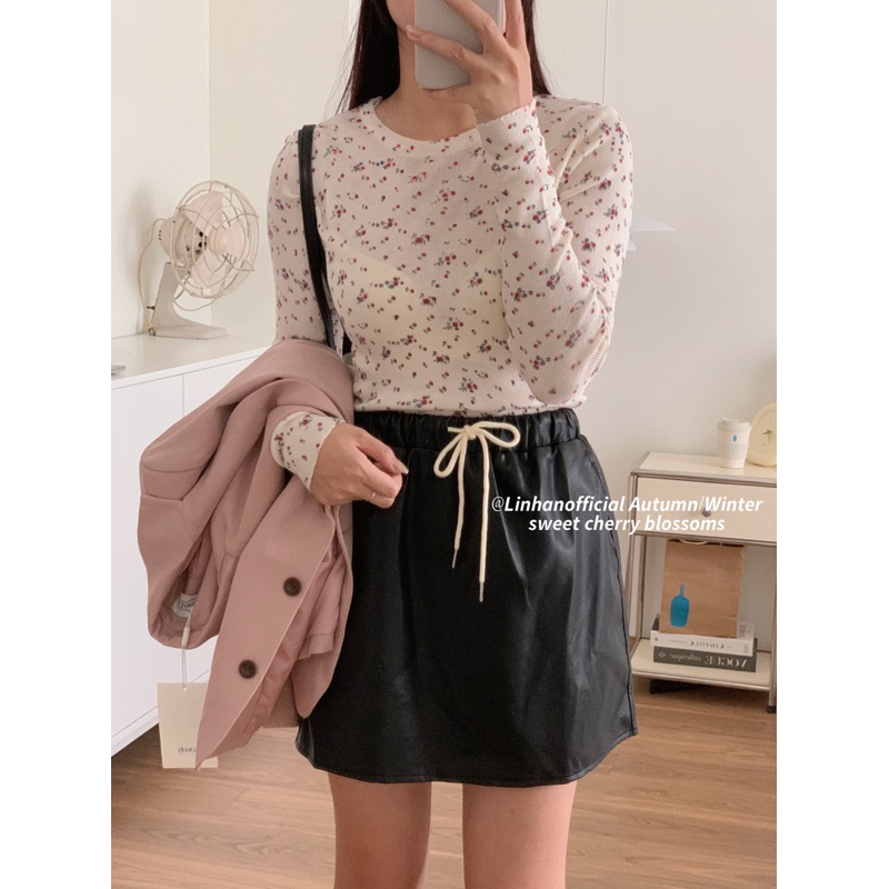 Chân váy da rút dây STYLEKOREAN 6135 // Hàng có sẵn🇰🇷