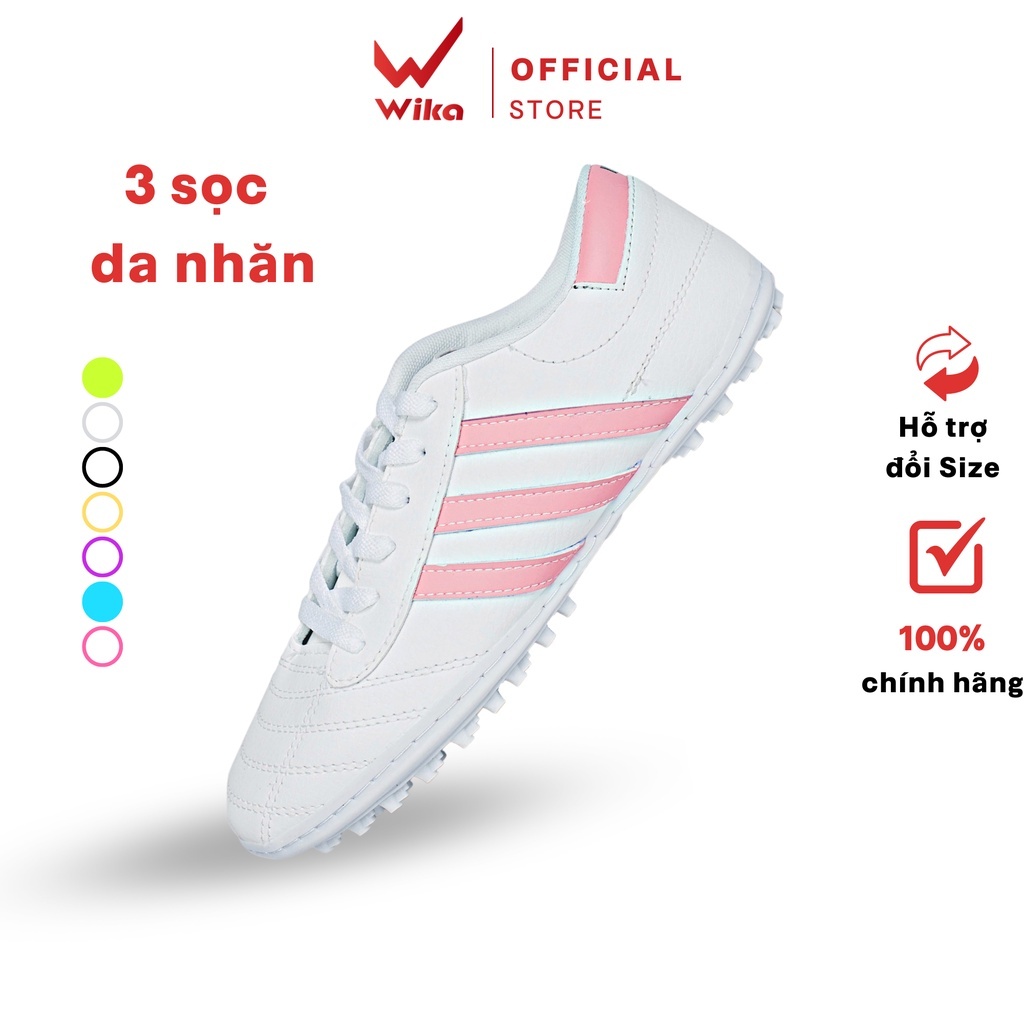 Giày Đá Bóng Wika 3 Sọc Da Nhăn Chính Hãng Đã Khâu Toàn Bộ Đế