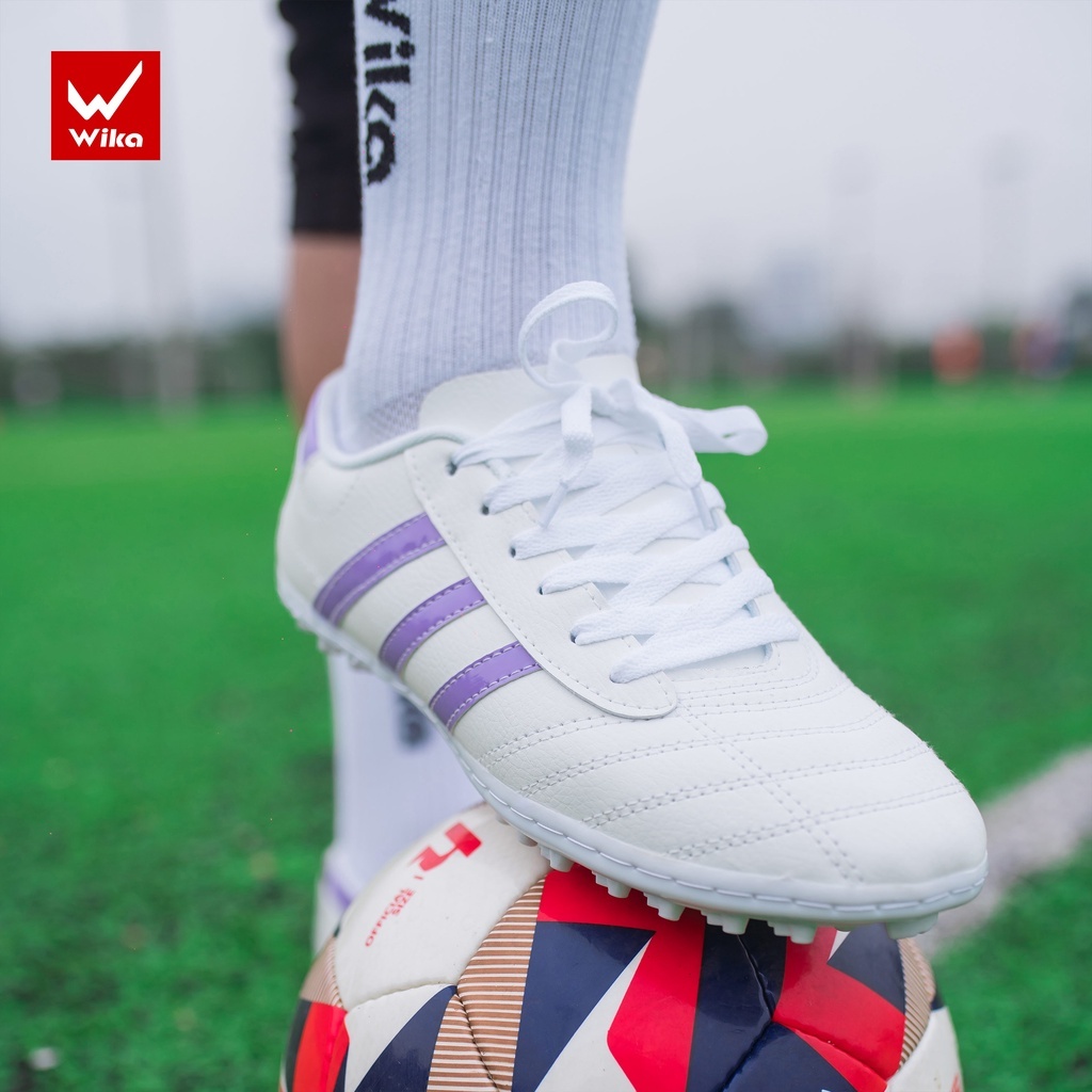 Giày Đá Bóng Wika 3 Sọc Da Nhăn Chính Hãng Đã Khâu Toàn Bộ Đế