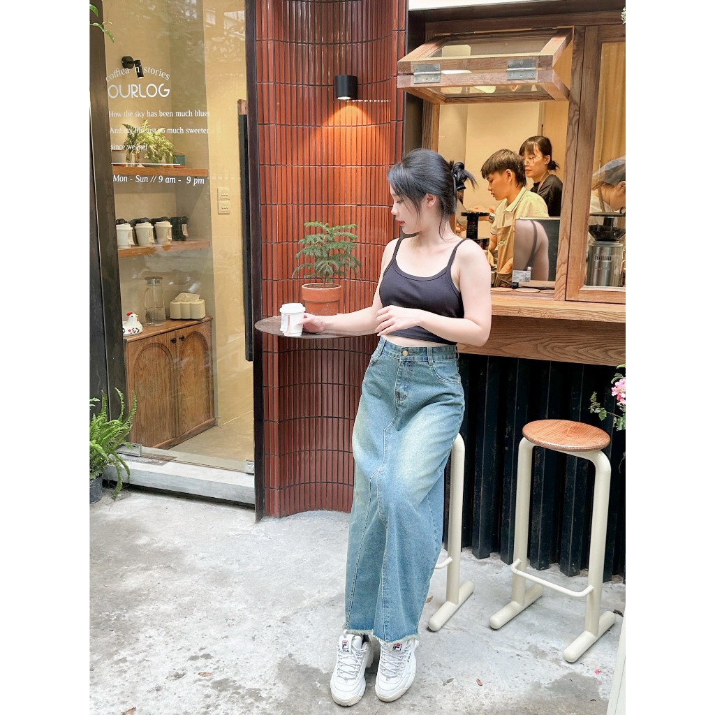 Chân Váy Bò HAILEY DENIM LONG SKIRT Dáng Chữ A - Ceni daily