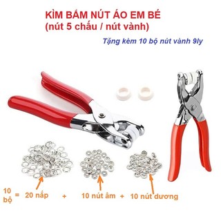 Kìm bấm cúc áo Size 9mm Bấm lên vải được