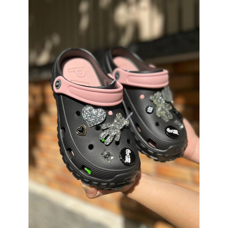 Dép Cross sandal nữ đế cao 3cm-4cm kèm charm Xinh Xắn