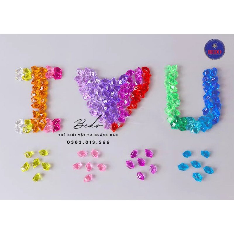 Hạt nhựa giả đá arcrylic làm trang tri, handmade, tạo chữ nổi - phòng hát karaoke - trang trí mặt bàn