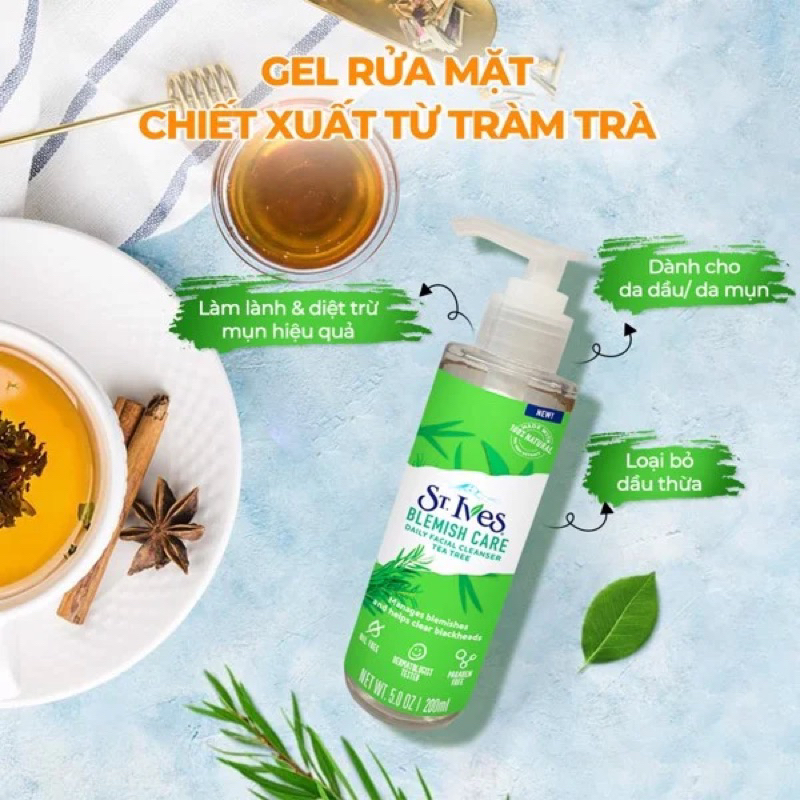 Sữa Rửa Mặt St.Ives Dạng Gel Dưỡng Da Căng Sáng Chiết Xuất Dưa Hấu/Trái Mơ 200ml