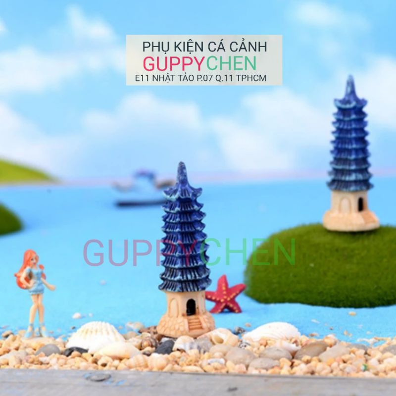 Mô Hình Tháp Chín Tầng Mini - trang trí cho hồ cá cảnh , terrarium