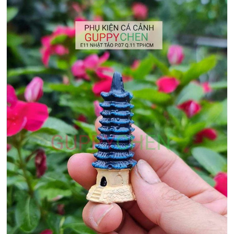 Mô Hình Tháp Chín Tầng Mini - trang trí cho hồ cá cảnh , terrarium