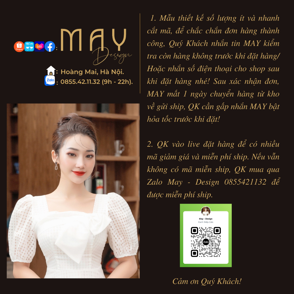 Đầm Thiết Kế MAY PS51 Màu Đen Phối Kẻ - Váy Thiết Kế Sang Trọng Chuẩn MAY