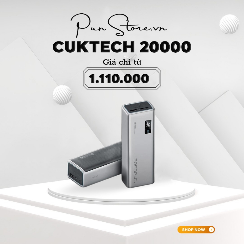 Sạc Dự Phòng Cuktech PB200P 20000mAh 2C1A 150W PD 3.1 PPS5A QC Mi Turbro Charger 120W - Chính Hãng