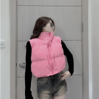 Áo phao gile nữ croptop dày dặn hàng quảng châu màu mới cực hot, áo khoác phao nữ croptop, phao nữ croptop gile cổ đứng