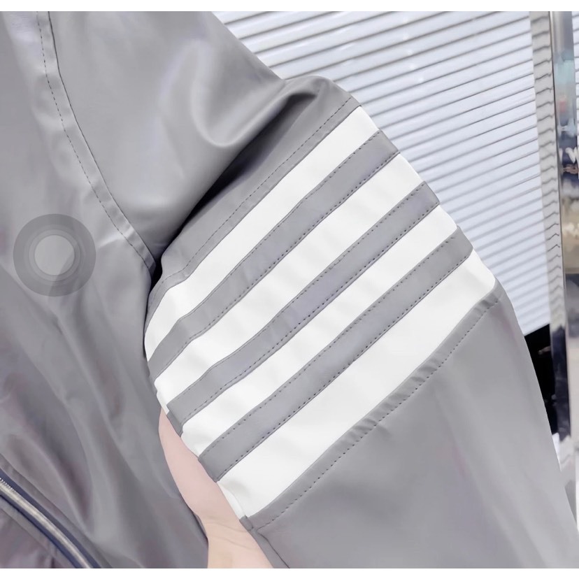 Áo Khoác Da nam Nữ Thome Họa Tiết Phối Tay Sọc Thêu - Áo Khoác Jacket Lót Gió Cực Chất Hottrend 2023