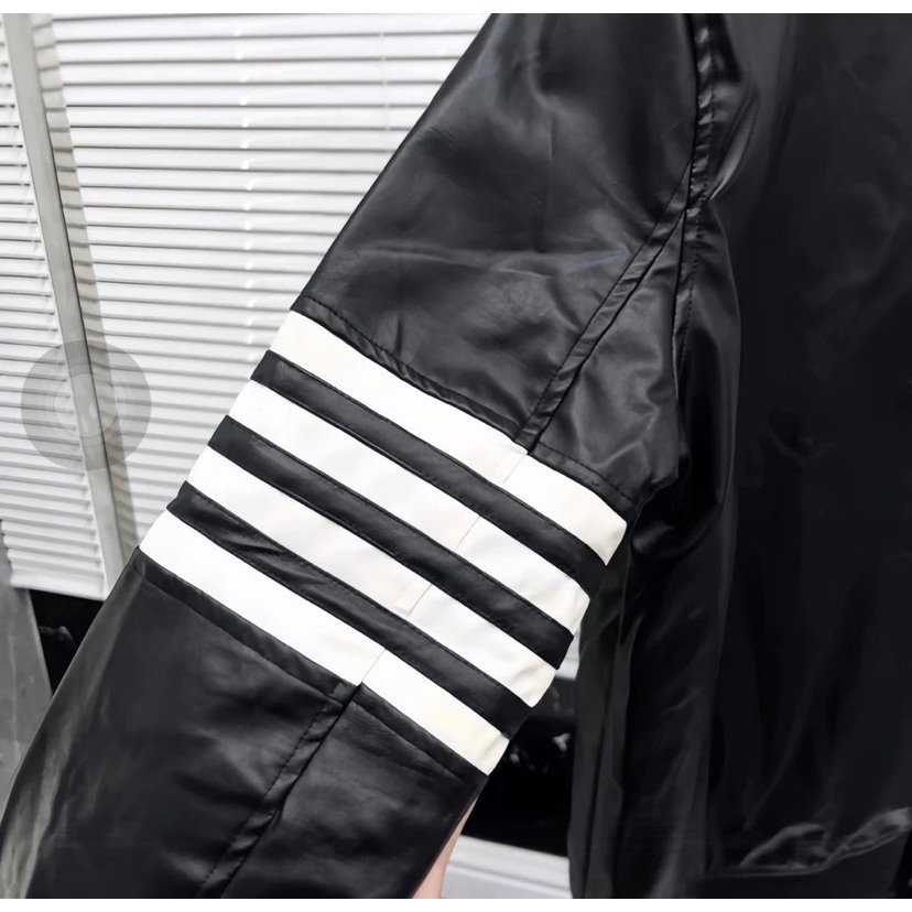 Áo Khoác Da nam Nữ Thome Họa Tiết Phối Tay Sọc Thêu - Áo Khoác Jacket Lót Gió Cực Chất Hottrend 2023