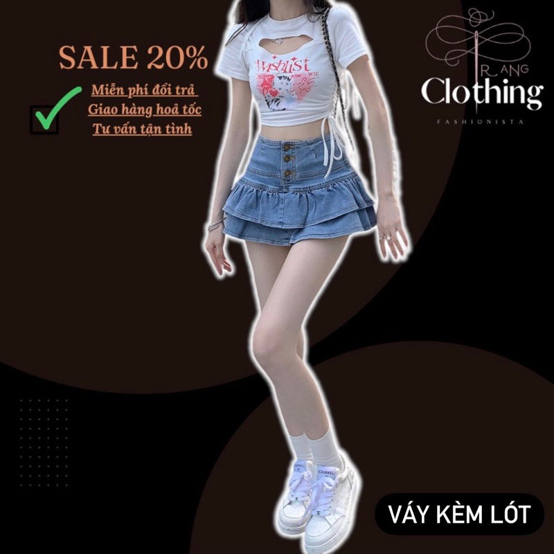 Váy jeans tầng xoè, chân váy jeans, chân váy tầng, váy jeans xoè tầng, váy jeans uzzlang, váy ngắn