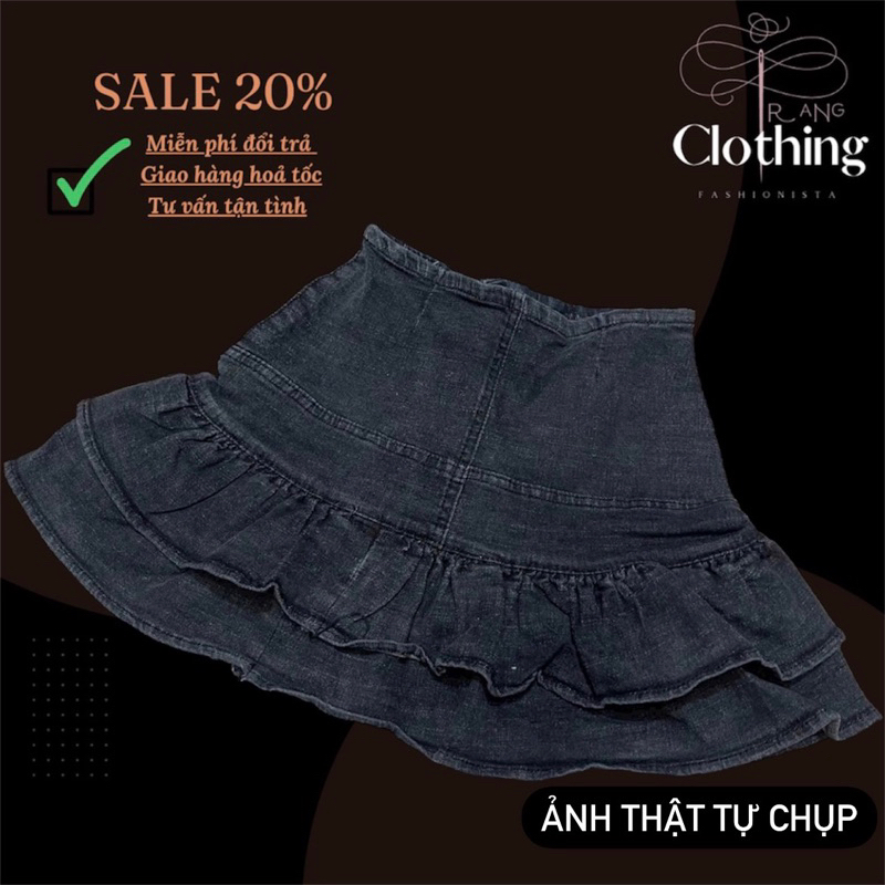 Váy jeans tầng xoè, chân váy jeans, chân váy tầng, váy jeans xoè tầng, váy jeans uzzlang, váy ngắn