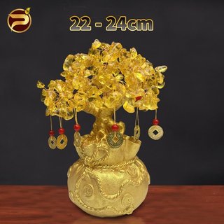 Cây phát tài phát lộc đá thạch anh h22 -24cm