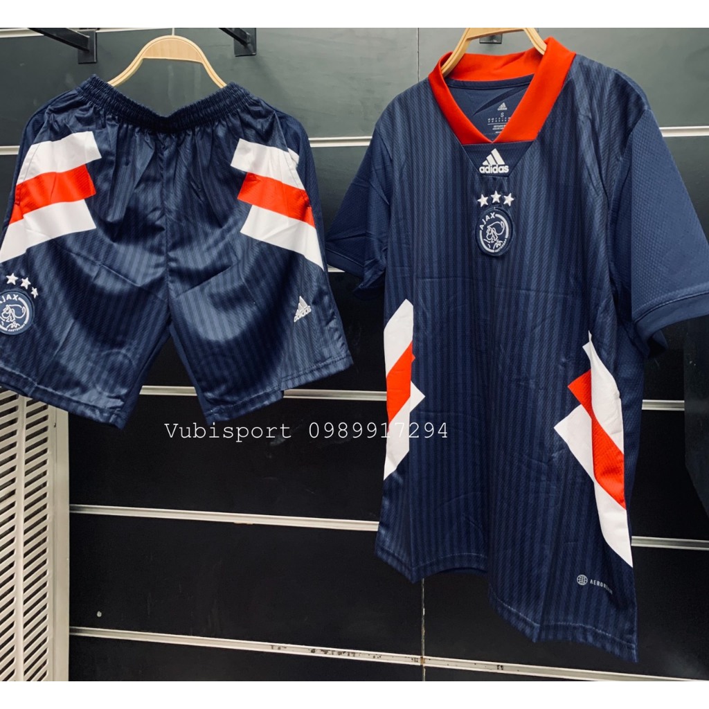Set bộ quần áo bóng đá thể thao nam nữ clb Ajax Amsterdam tập luyện 2023 có túi màu xanh than
