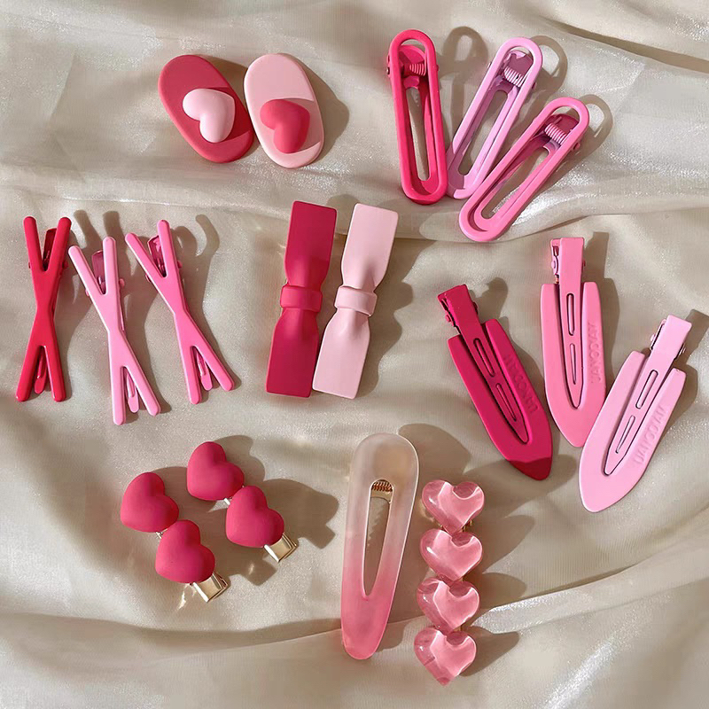 Kẹp Tóc Sét 19 Món, Cặp Tóc Mái Hình Cá Mập Màu Hồng Ngọt Ngào, Dễ Thương Cho Bạn Gái