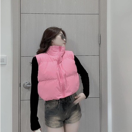 Áo phao gile nữ croptop DÀY DẶN hàng Quảng Châu màu mới cực HOT, Áo khoác phao nữ croptop, PHAO NỮ CROPTOP GILE cổ đứng