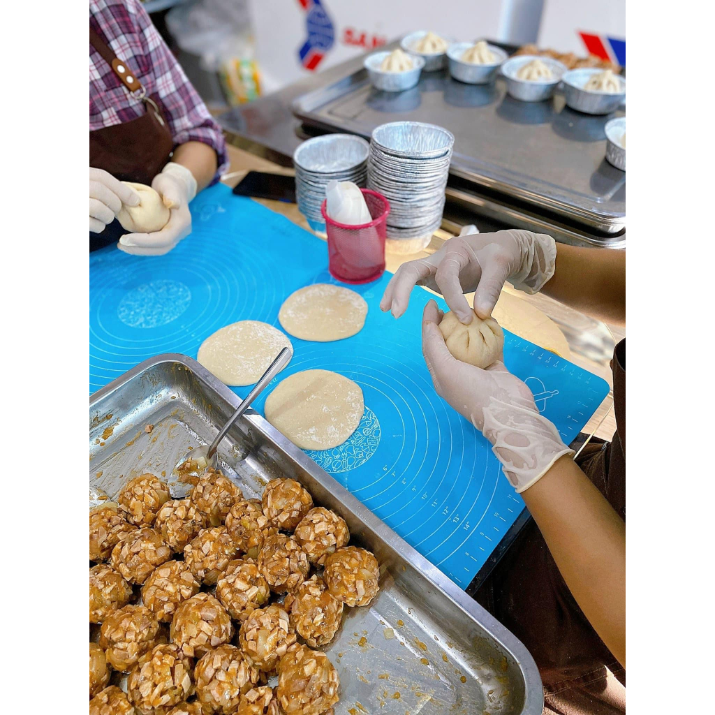 Bánh bao vỏ bột mì nguyên cám healthy nhân xá xíu phomai, bánh bao healthy, 222kcal/banh