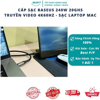Cáp Sạc Nhanh Baseus 240W C to C - Truyền Data 20Gbps - Xuất Hình 4K60HZ - Bọc Dù dài 1M| ENJOYPLUS