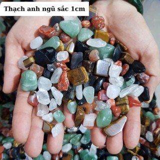 1kg  "Đá Thạch Anh Ngũ Sắc 1cm - Sản Phẩm Chất Lượng Tượng Trưng Ngũ Hành | Trang Trí,Trải Nền Nhà, Bể Cá, Tiểu Cảnh"