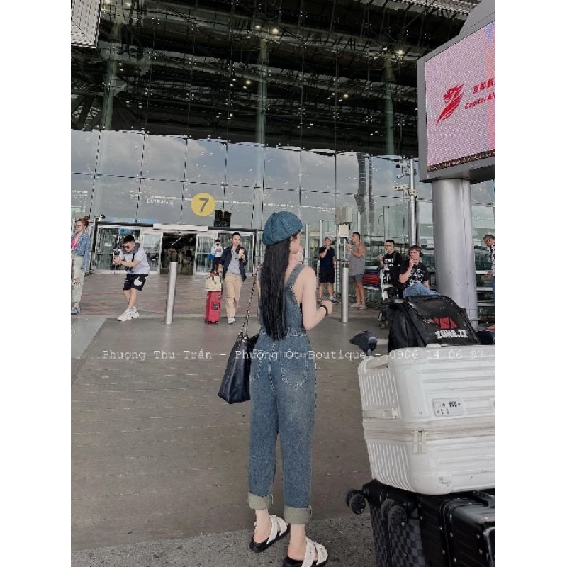 Quần yếm jeans chun eo hàng QCL1