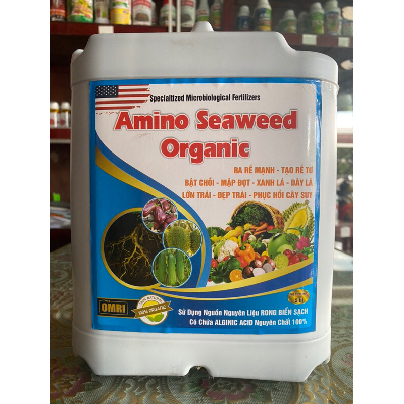 Phân Bón AMINO ORGANIC (Can 5lít) Ra Rễ, Đâm Chồi,Mập Đọt,Xanh Lá,Đậu trái,Lớn Trái,Đẹp Màu