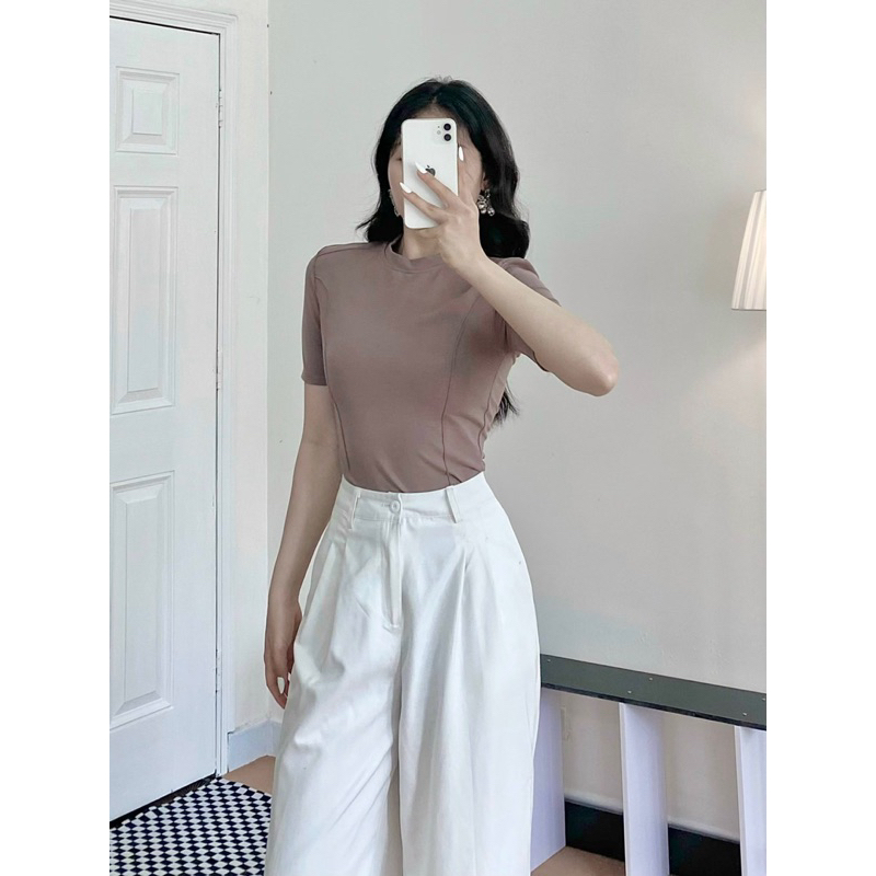 Áo thun vải cotton bao mềm mịn tay ngắn viền form dài 3 màu